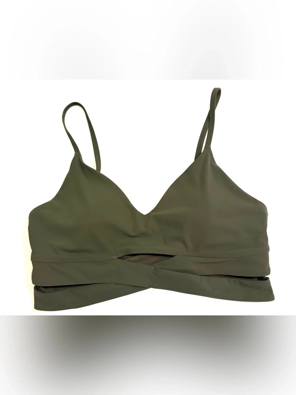 Lululemon Sports Bra Still Now Bra Light Support A/B Cup Army Green New sz 12